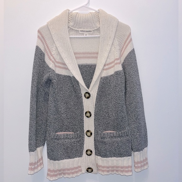 Sock knit Cotton Country chunky knit cardigan size S - Picture 1 of 5